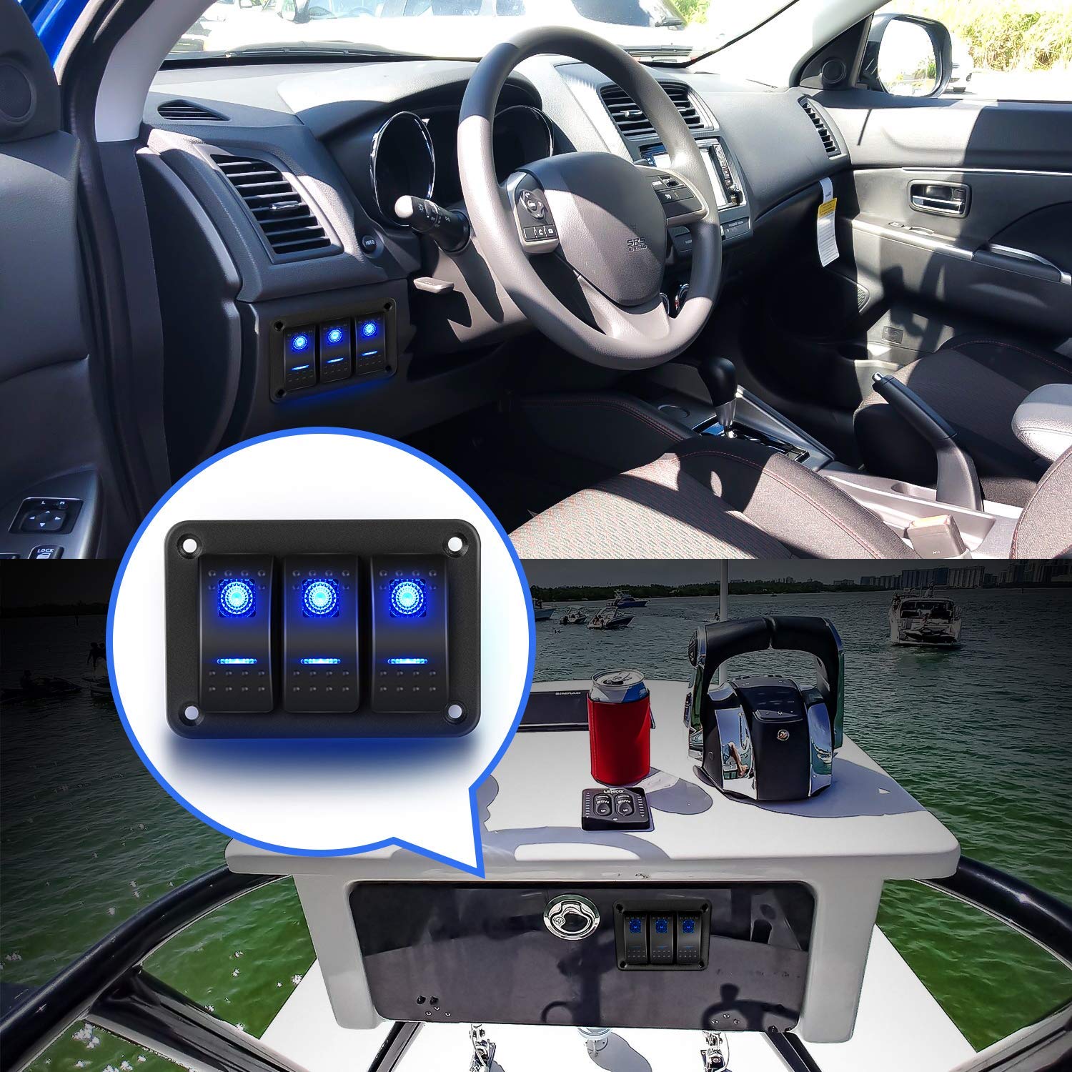 3 Gang Rocker Switch Panel