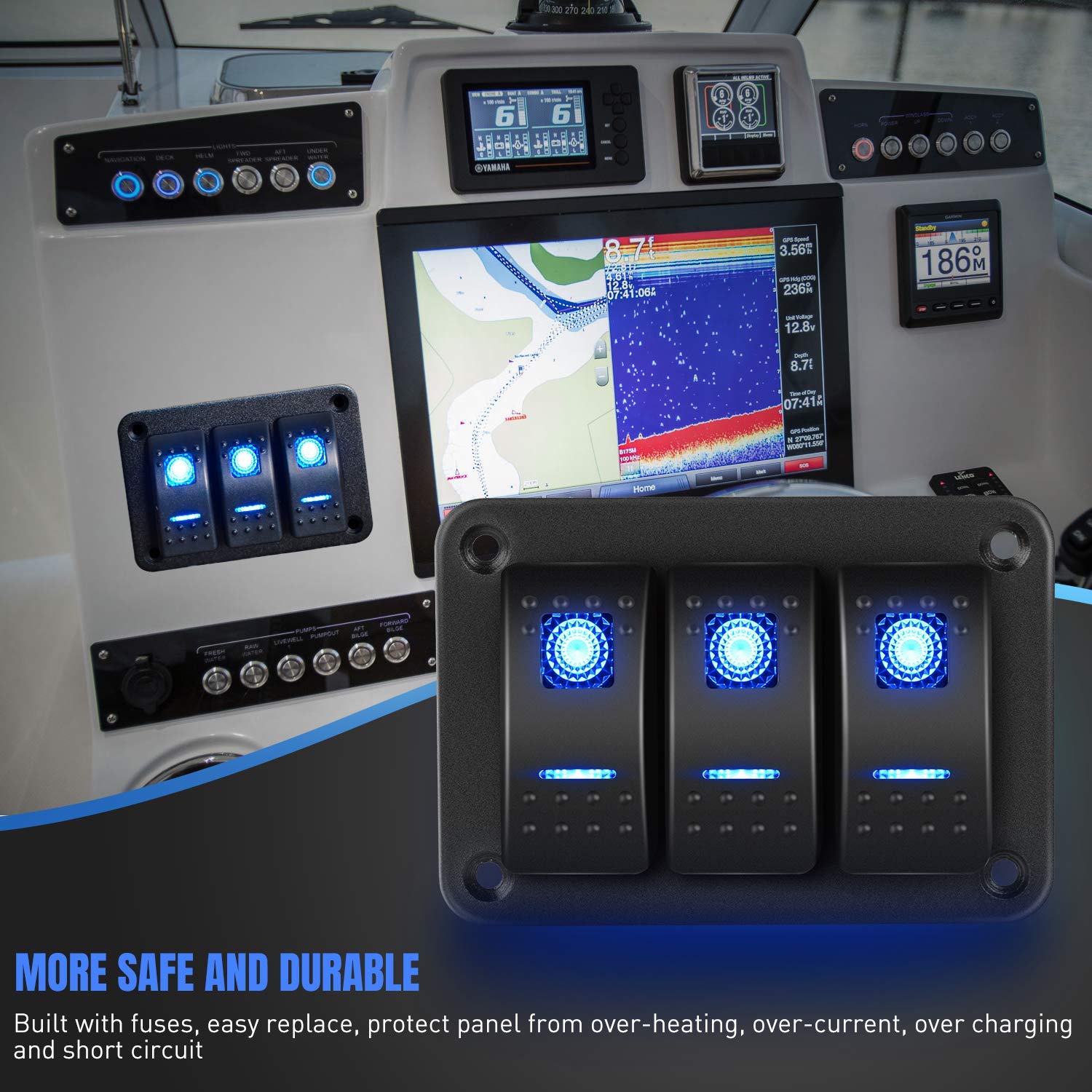 3 Gang Rocker Switch Panel