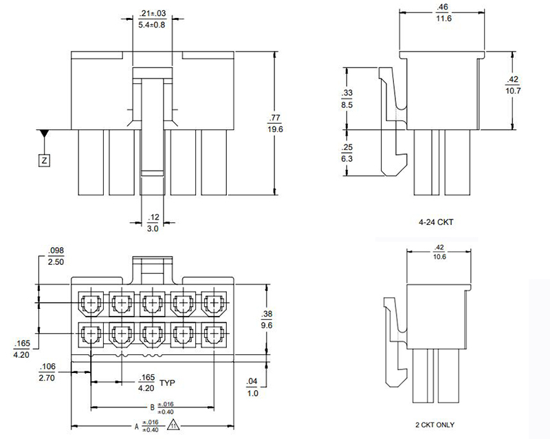 5557 connector size