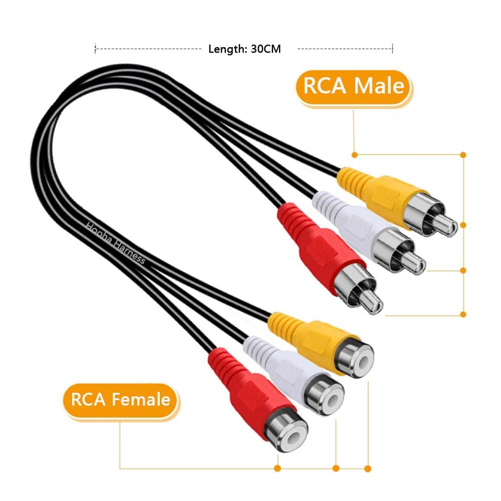 3 RCA male to 3 RCA female