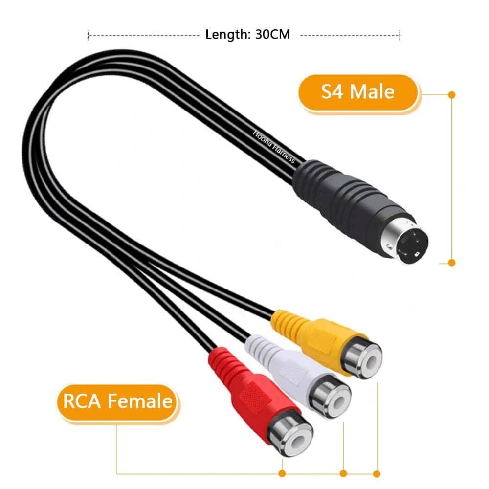S4 male to 3 RCA female