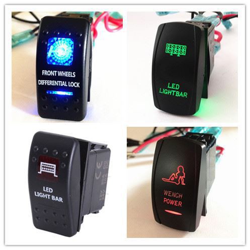 Laser Etch 12V 3/4/5Pin Car Boat Rocker switch blue Amber Orange White LED color