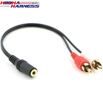 2rca splitter 3.5mm stereo aux male to 2 rca male audio cable